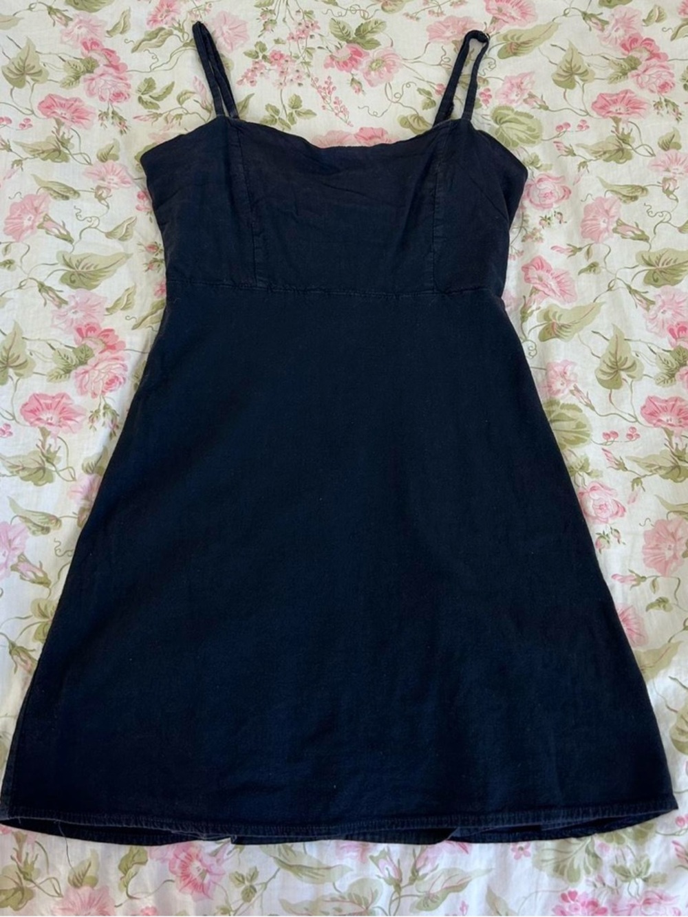 Brandy Melville Black Spaghetti-Strap Mini Dress
